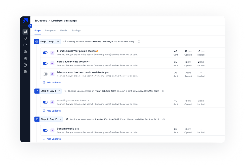 Graphic of what the Saleshandy web app looks like